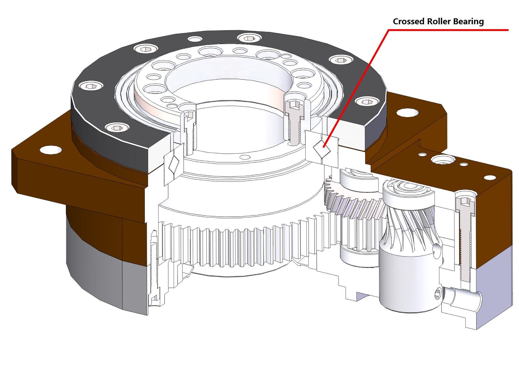 crossed roller bearing on hollow rotary actuators